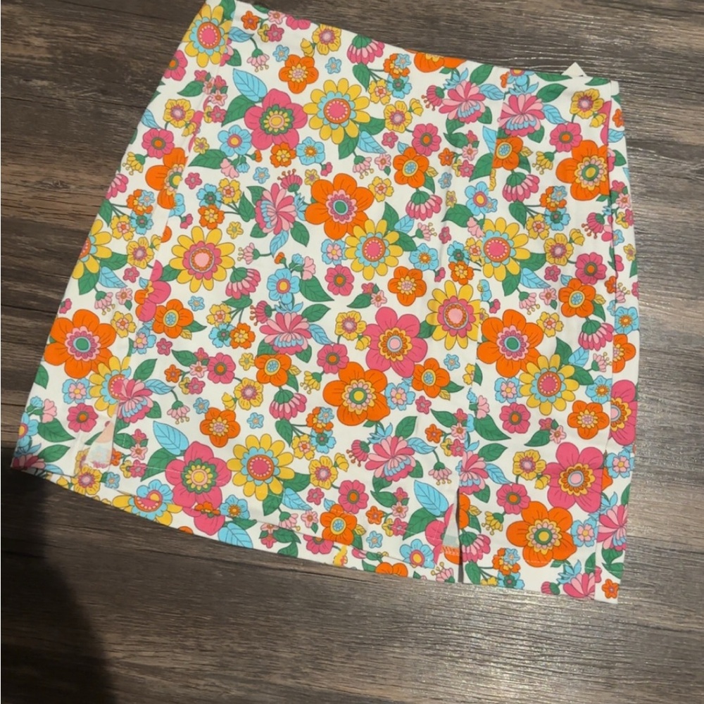 Bright Floral Mini Skirt - Multicolor Bloom